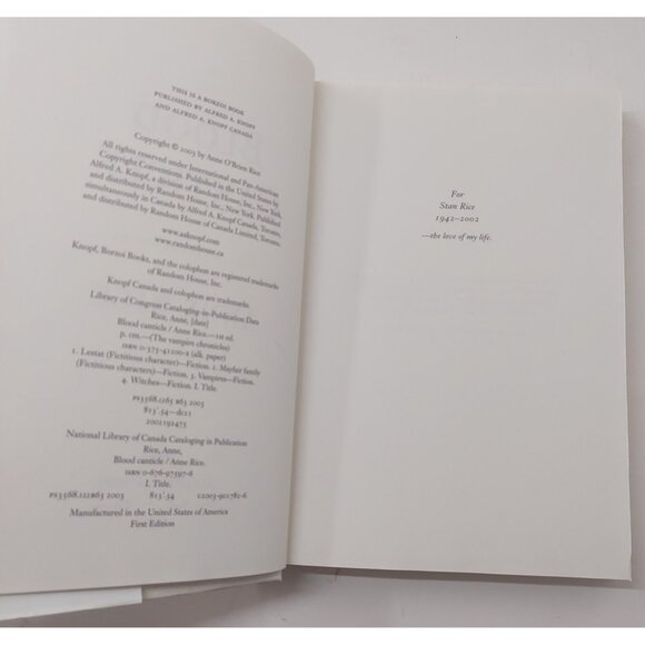 Anne Rice Blood Canticle (Vampire Chronicles Book 10) Hardcover Horror Novel - Picture 7 of 7